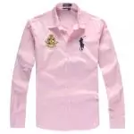 polo ralph lauren hommes coton chemise skinny slim 2019U big pony paris pink